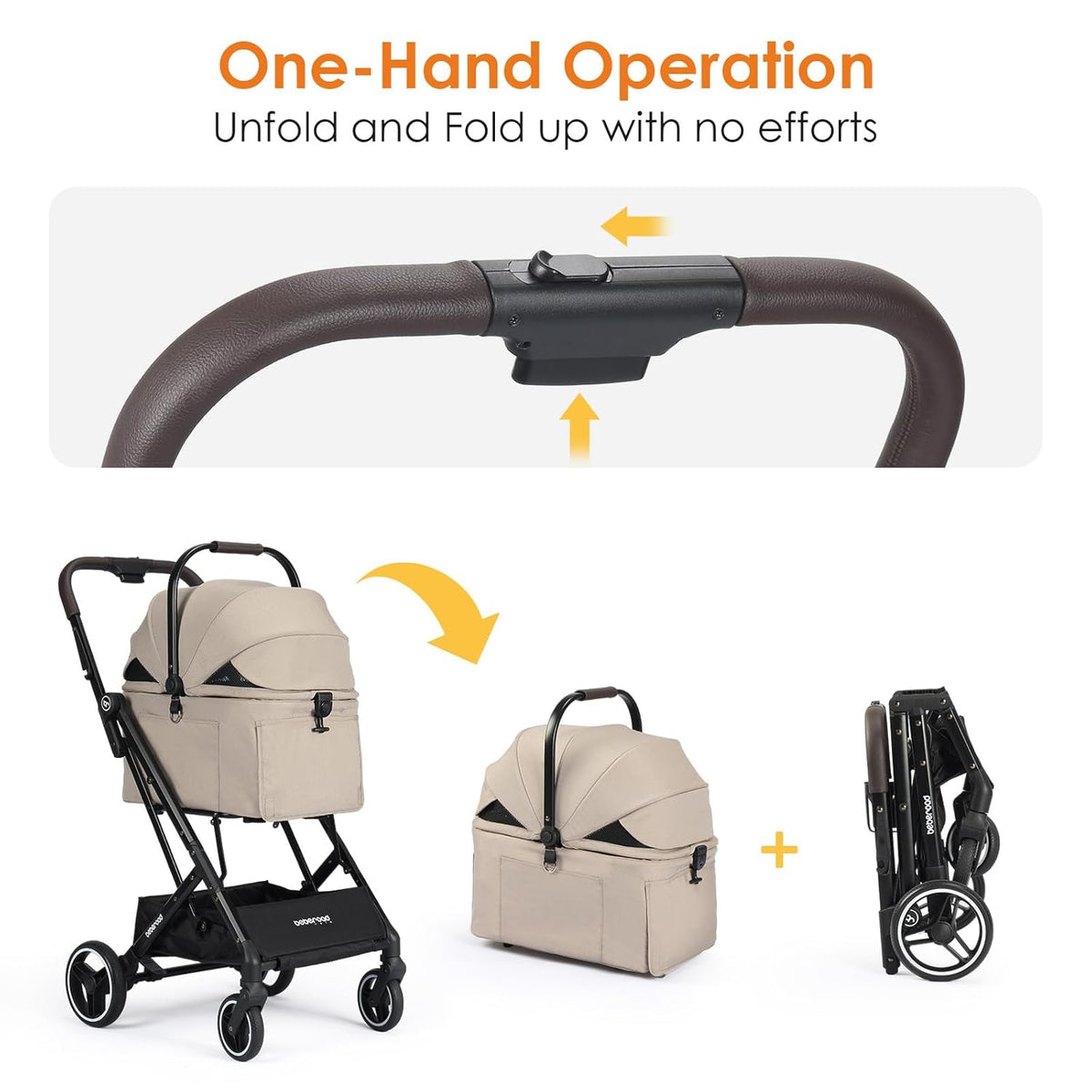 X2 Pet Stroller, Dog Cat Stroller for Small Pets Under 44lbs, Equipped with Detachable & Foldable