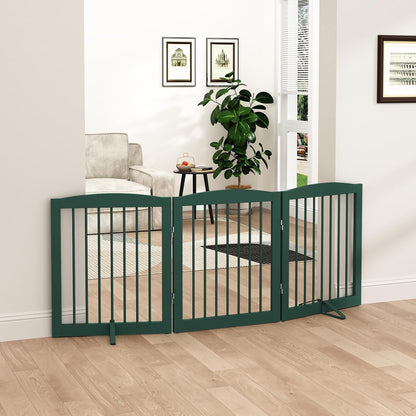 Freestanding Pet Gate for Dogs, Foldable Wooden Dog Gate for House, Indoor Dog Gate for Doorways