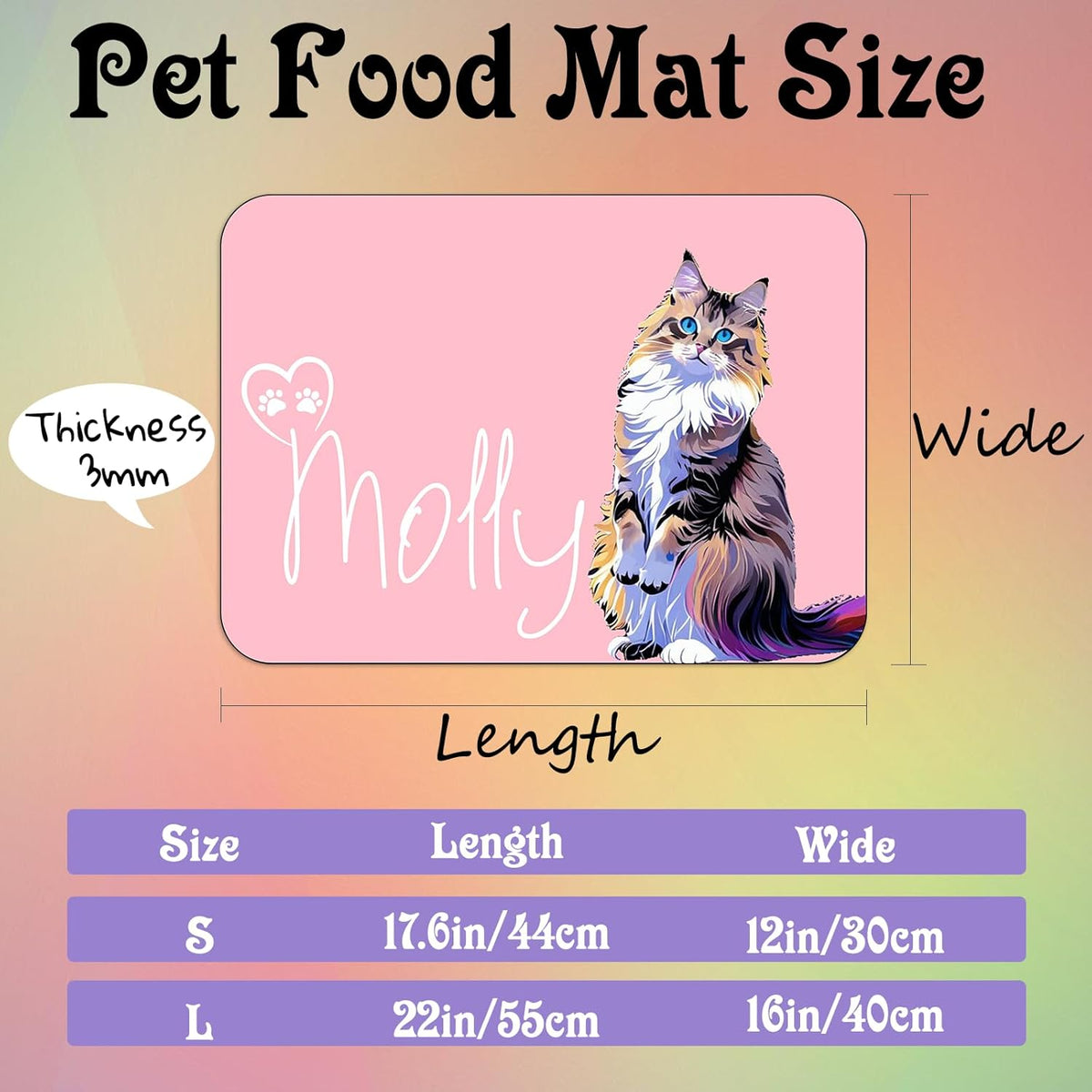 Personalized Dog Cat Feeding Mat Custom Pet Food Mat Waterproof Non-Slip Customized Puppy Name