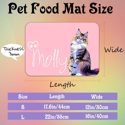Personalized Dog Cat Feeding Mat Custom Pet Food Mat Waterproof Non-Slip Customized Puppy Name