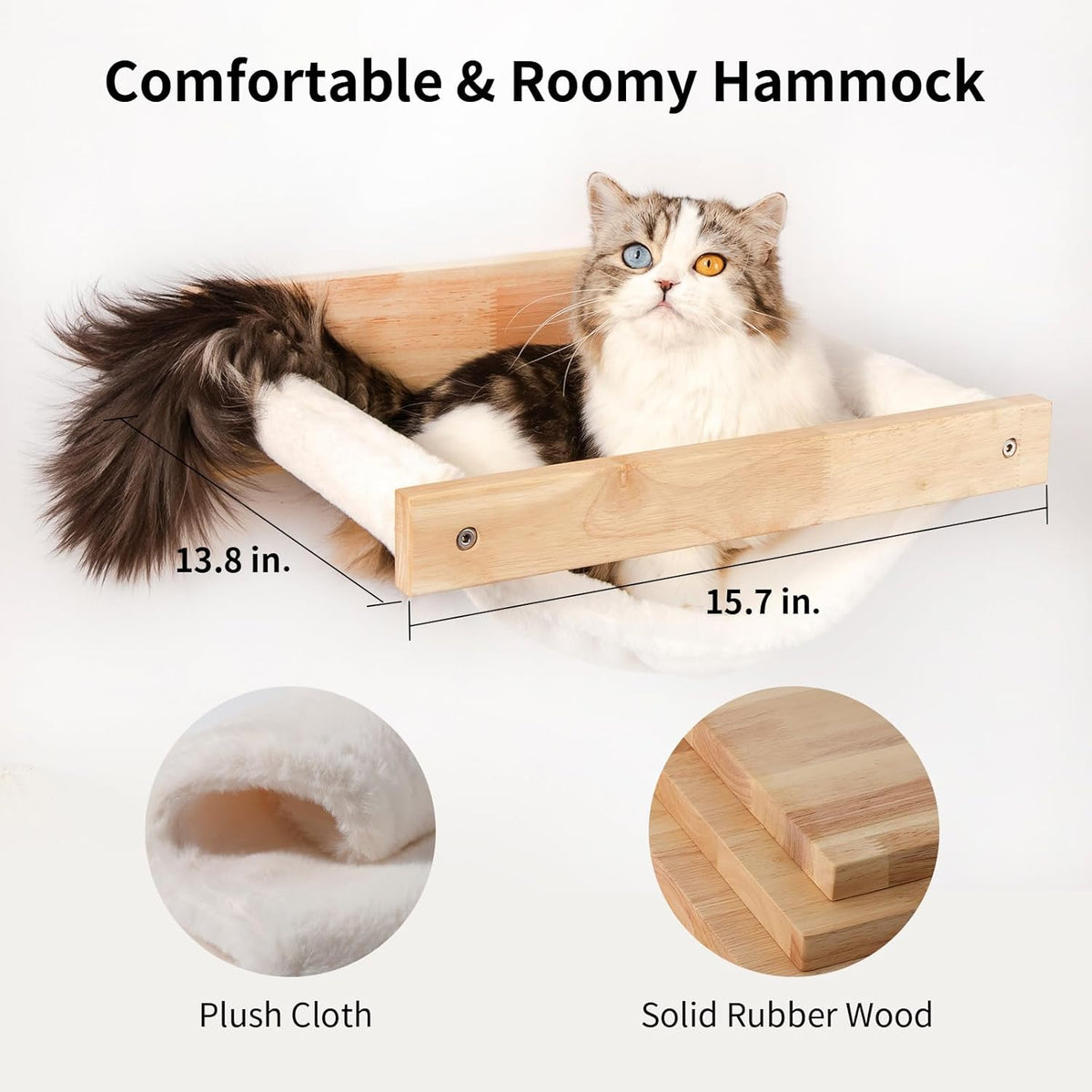 FUKUMARU Cat Wall Furniture, 3 Pack Cats Walls Shelves Set, Solid Rubber Wood Kitten Shelf for