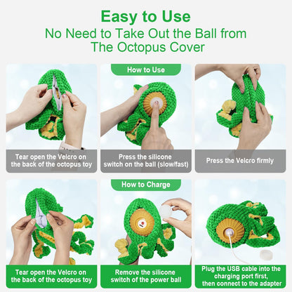 Interactive Dog Toys Octopus,Durable Automatic Jumping Dog Toy to Keep Them Busy,Squeaky Moving Tug