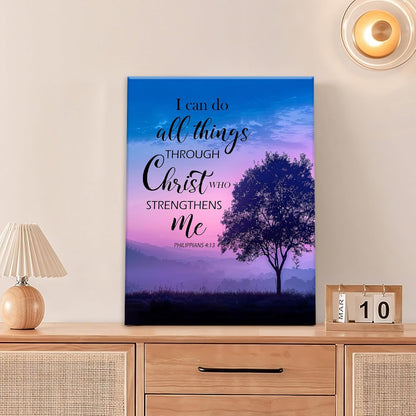 Christian Tree Wall Art I Can Do All Things Canvas Wall Decor Prints Framed Painting Purple