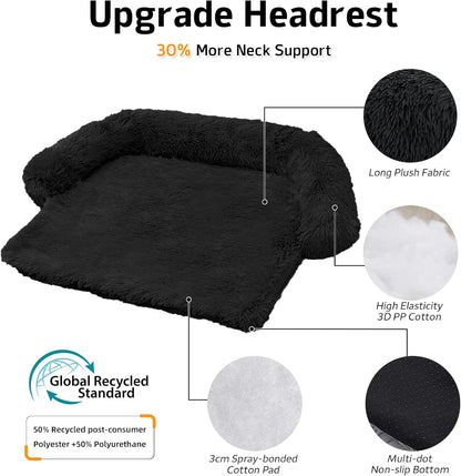 GGIB Calming Dog Bed Fluffy Plush Dog Mat for Furniture Protector with Removable Washable Cover for