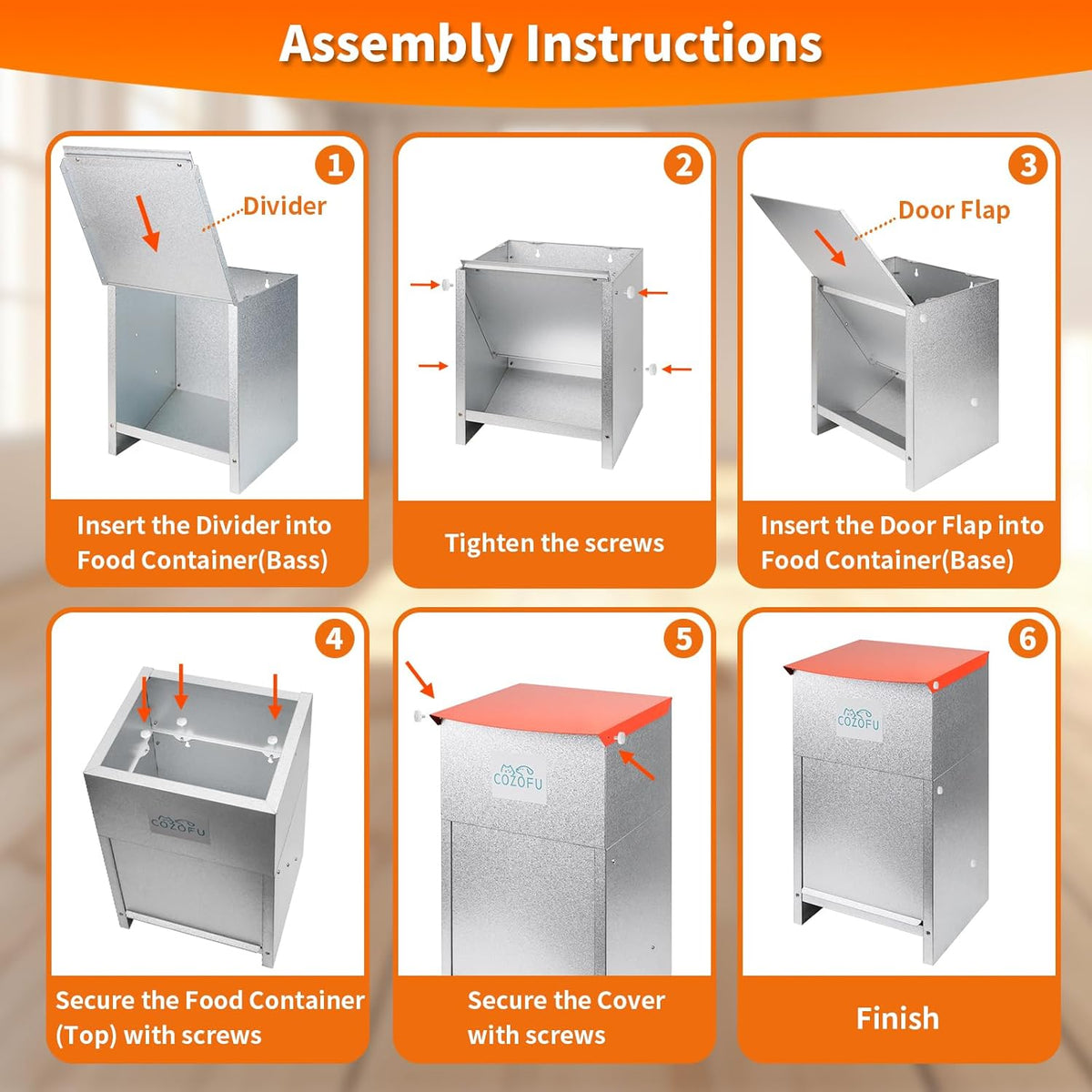 Dog Feeder - Galvanized Metal Pet Food Station for Indoor & Outdoor Use - Automatic Gravity-Fed