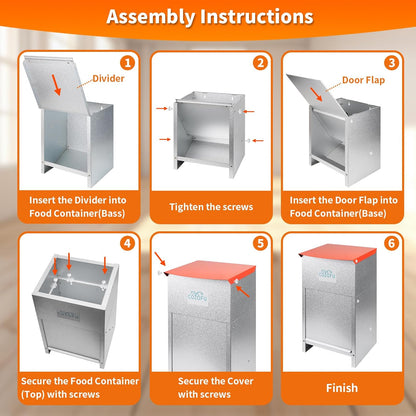 Dog Feeder - Galvanized Metal Pet Food Station for Indoor & Outdoor Use - Automatic Gravity-Fed
