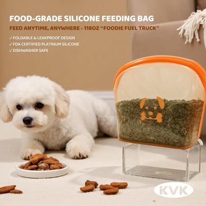 KVK Extra Extra Large Silicone Dog Food Mat 39.4×43.3in and 128oz Silicone Bag Set, Super Size