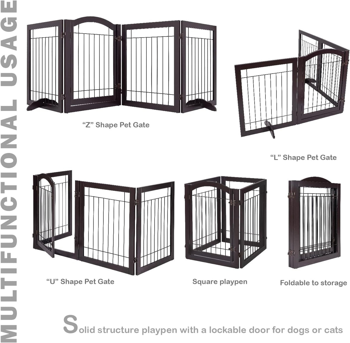 SPIRICH 96-inch Extra Wide 30-inches Tall Dog Gate with Door Walk Through, Freestanding Wire Pet