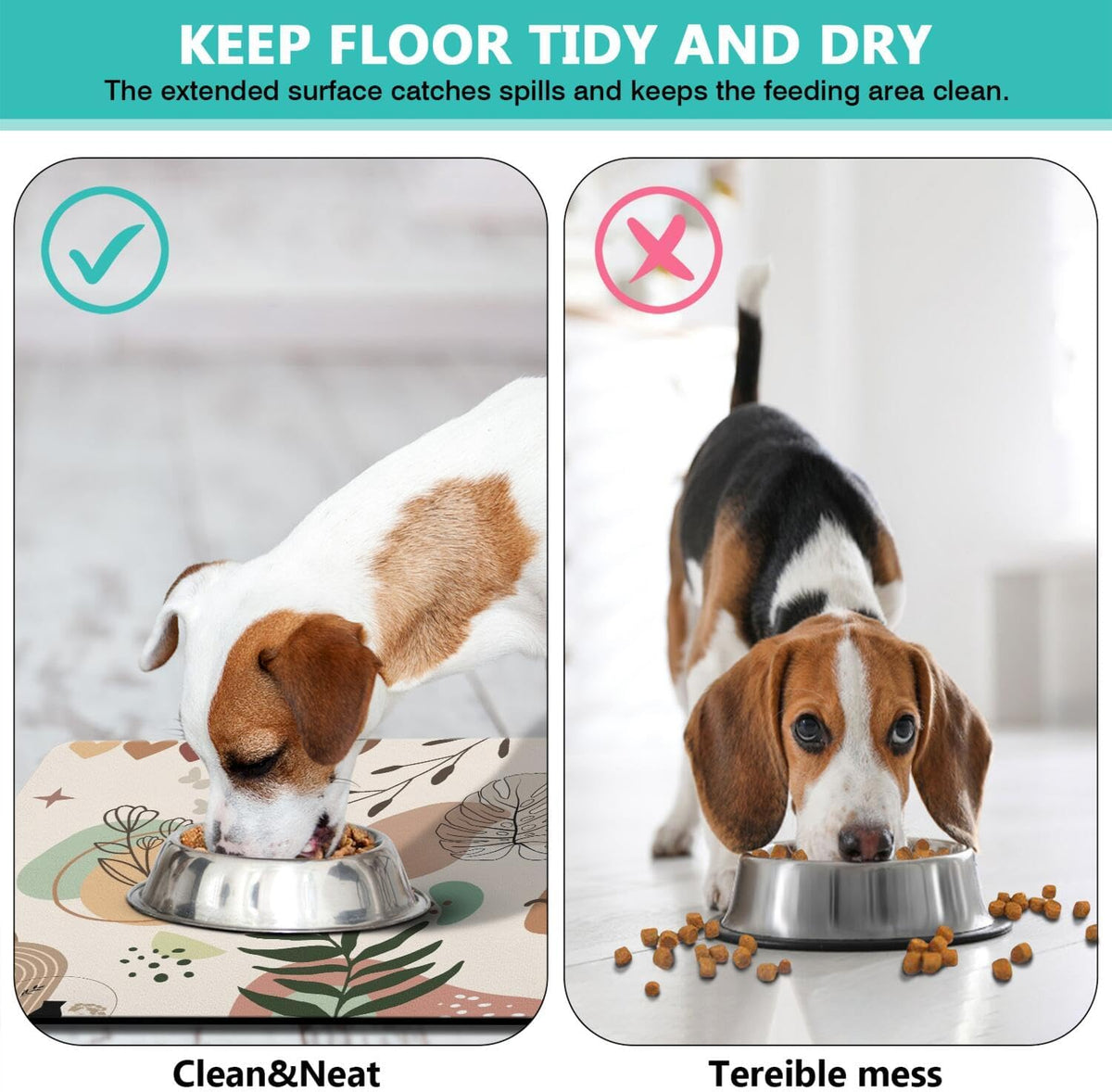 Pet Feeding Mat for Floors Waterproof Dog Mat for Food and Water Absorbent Quick Dry Non Slip mat