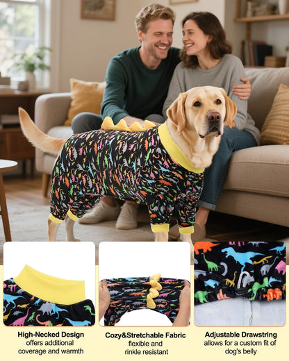 CuteBone Dinosaur Costume Dog Pajamas, Stretchy Spandex Crystal Velvet Sleepwear Coat for Small