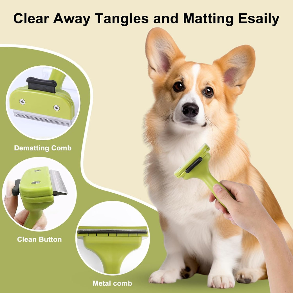 6 PCS Dog and Cat Grooming Kit, Versatile Tools Including Shedding Brush, Nail Clipper with Nail