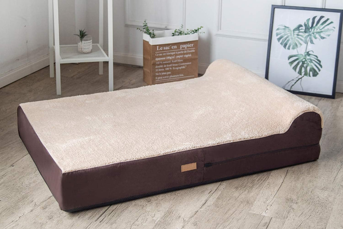 KOPEKS Jumbo Orthopedic Dog Bed - 7-inch Thick Memory Foam Pet Bed with Pillow with Removable Cover