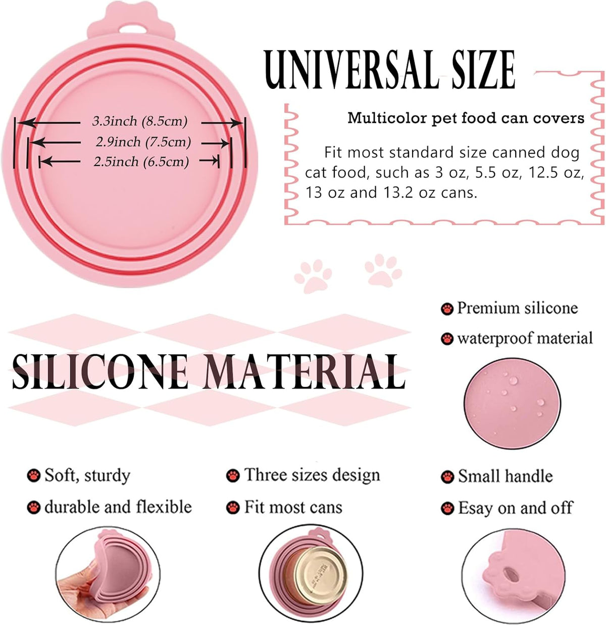 Food Can covers | 6 Pack Silicone Can Lids for Dog and Cat Food | Universal BPA Free | One Can Cap