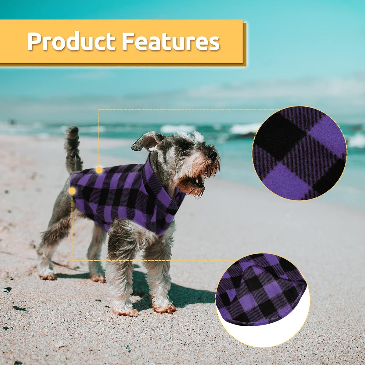 ASENKU Dog Sweater - Plaid Fleece Vest, Soft Comfortable Pet Pajamas, Warm Winter Shirt, Cold