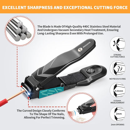 Nail Clippers for Men Women with Catcher,No Splash Ultra Sharp Professional Heavy Duty Nail