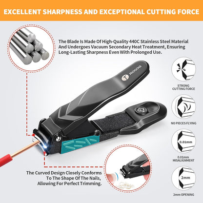 Nail Clippers for Men Women with Catcher,No Splash Ultra Sharp Professional Heavy Duty Nail
