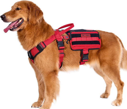 OneTigris Service Dog Vest Harness, Service Dog Cape Guardian Dog Backpack Harness with Pouches Dog