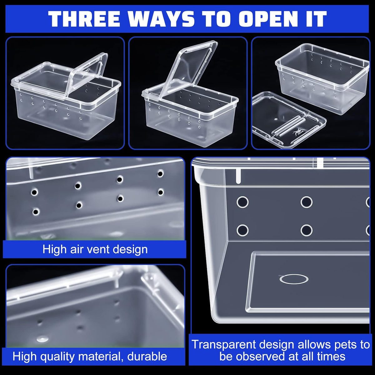 Irenare 8 Pcs Reptile Breeding Breeding Box Plastic Spider Terrarium Tarantula Feeding Box for