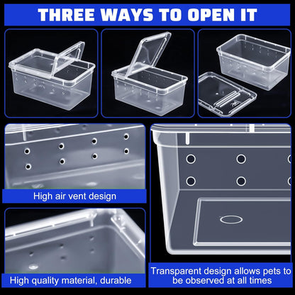 Irenare 8 Pcs Reptile Breeding Breeding Box Plastic Spider Terrarium Tarantula Feeding Box for