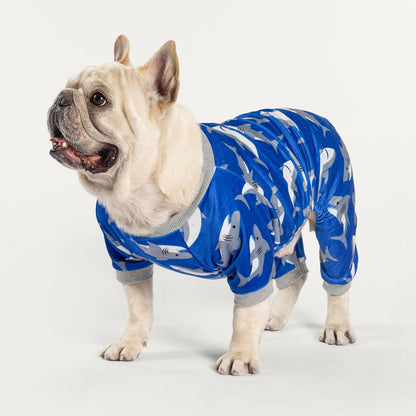 Fitwarm Shark Dog Pajamas, Dog Clothes for Small Dogs Girl Boy, Pet Onesie with Feet, Cat Outfit