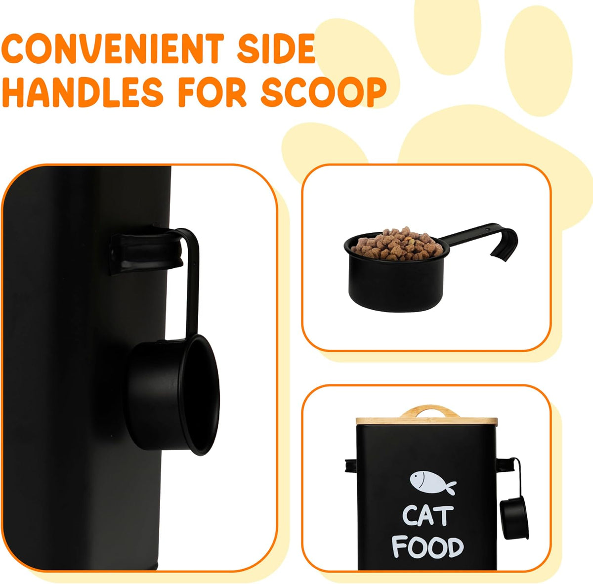 Calindiana Airtight Cat Food Storage Container with Bamboo Lid & Scoop – Farmhouse Cat Food