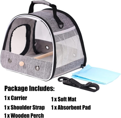 Small Bird Travel Carrier, Portable Bird Travel Cage for Parakeet, Parrot, Budgie, Guinea Pig