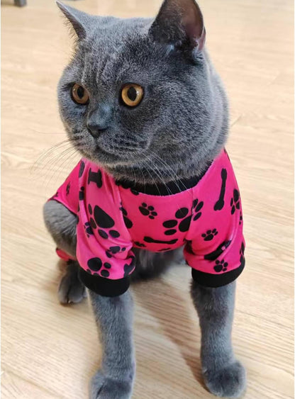 PET SHOW 4 Pack Small Dog Pajamas Paw Bone Patterns Cute Clothes for Medium Dogs Soft Fleece
