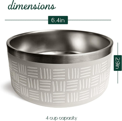 CROXTON & CO. Stainless Steel Pet Bowl for Dogs & Cats | Insulated Food Bowls for Dog Cat | No Tip