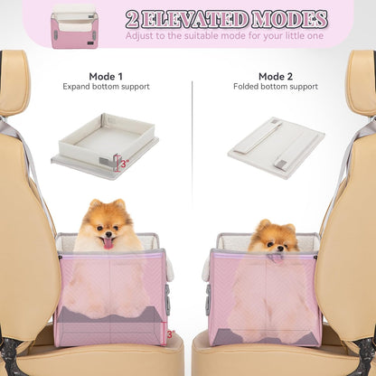 PETSFIT Dog Car Seats for Small Dogs, Portable Puppy Car Saet for Car with Clip-On Leash