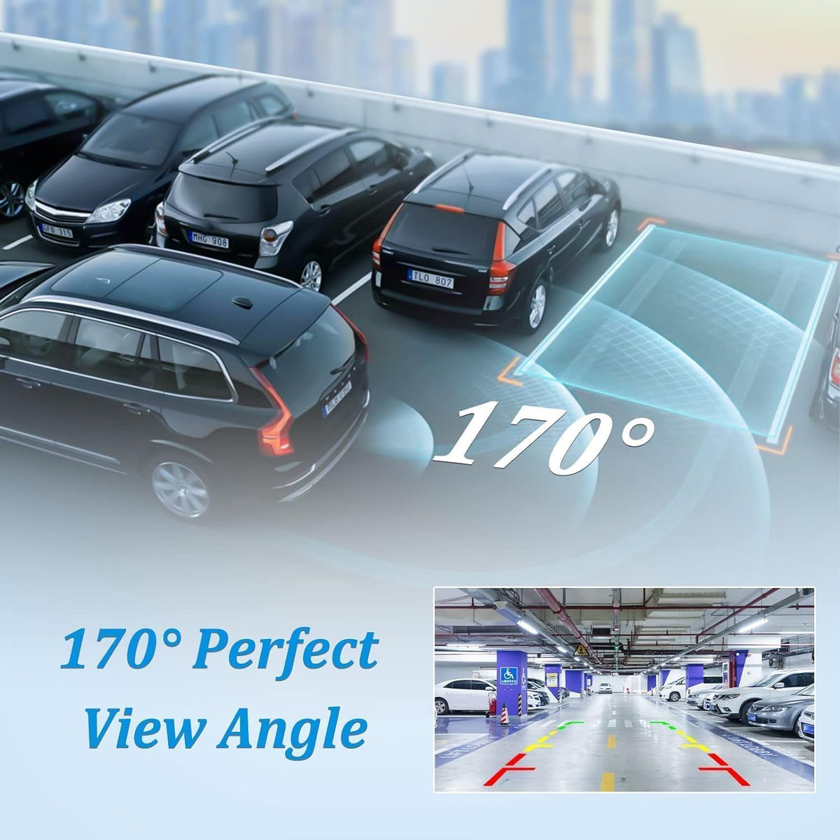 Car Backup Camera Rear View Camera 12-LED Night Vision Waterproof Reverse Camera 170° Wide View