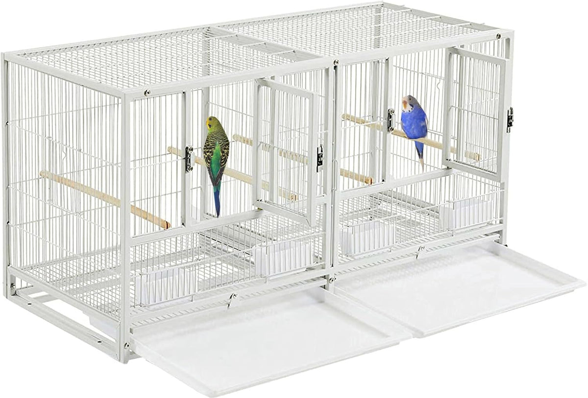 Combo Breeding Stacker Center Divided Breeder Bird Flight Double Rolling Cage with Side Breeding