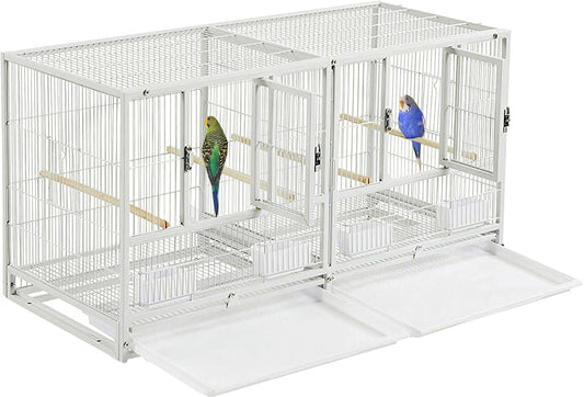 Combo Breeding Stacker Center Divided Breeder Bird Flight Double Rolling Cage with Side Breeding
