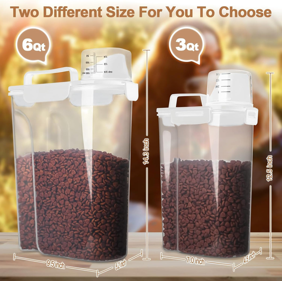 Dog Food Storage Container, 5-7 Lbs Airtight Pet Food Container, Cat food Container Dispenser with