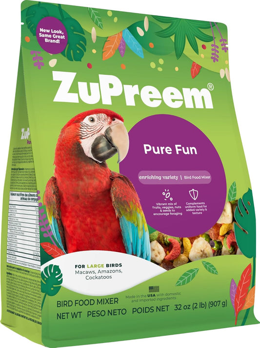 ZuPreem Pure Fun Bird Food, Amazon, Cockatoo, Macaw, Seed and Pellet Blend for Large Birds, Food