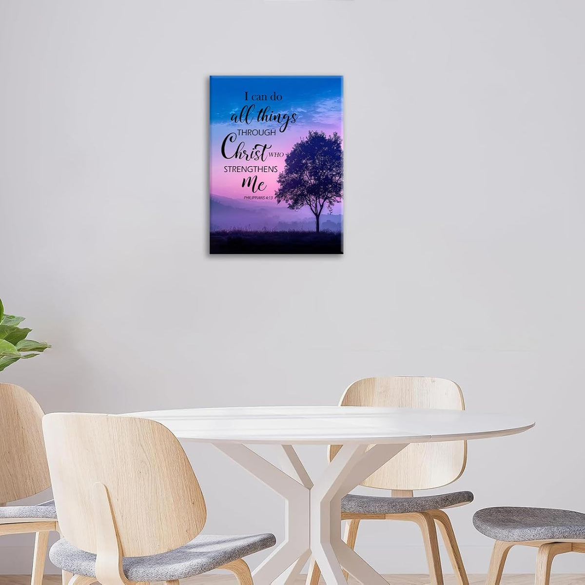Christian Tree Wall Art I Can Do All Things Canvas Wall Decor Prints Framed Painting Purple