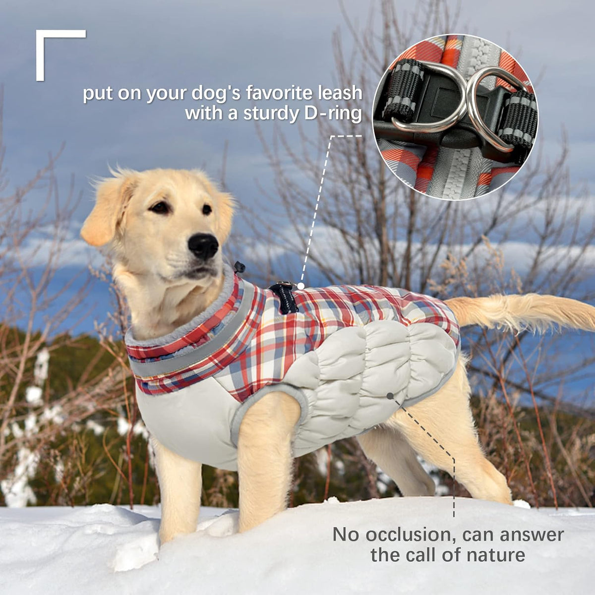 FUAMEY Dog Coat for Small Dogs,Waterproof Dog Winter Jacket with Harness Built in Puppy Cold
