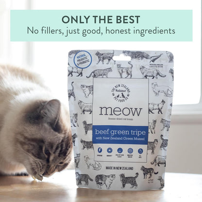 The New Zealand Natural Pet Food Co MEOW Freeze Dried Cat Treats - Beef Green Tripe with New