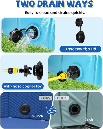 YSJILIDE Foldable Dog Pool, Portable PVC Dog Pet Swimming Pool, Collapsible Plastic Dog Bath for