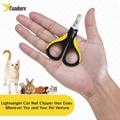 Candure Cat Nail Clipper Stainless Steel Cat Claw Trimmers for Rabbits, Guinea Pigs, Birds
