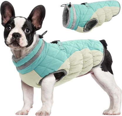 FUAMEY Dog Coat for Small Dogs,Waterproof Dog Winter Jacket with Harness Built in Puppy Cold