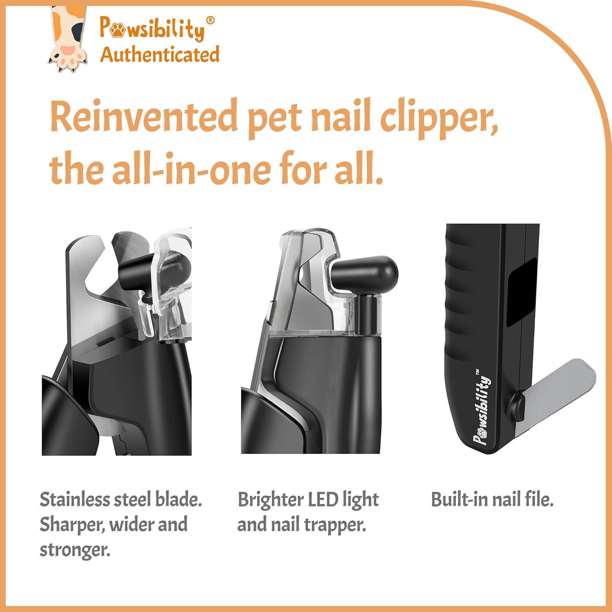 Reinvented Pet Nail Clippers for Your Pal - USB Rechargeable LED Light for Bloodline | Razor Sharp