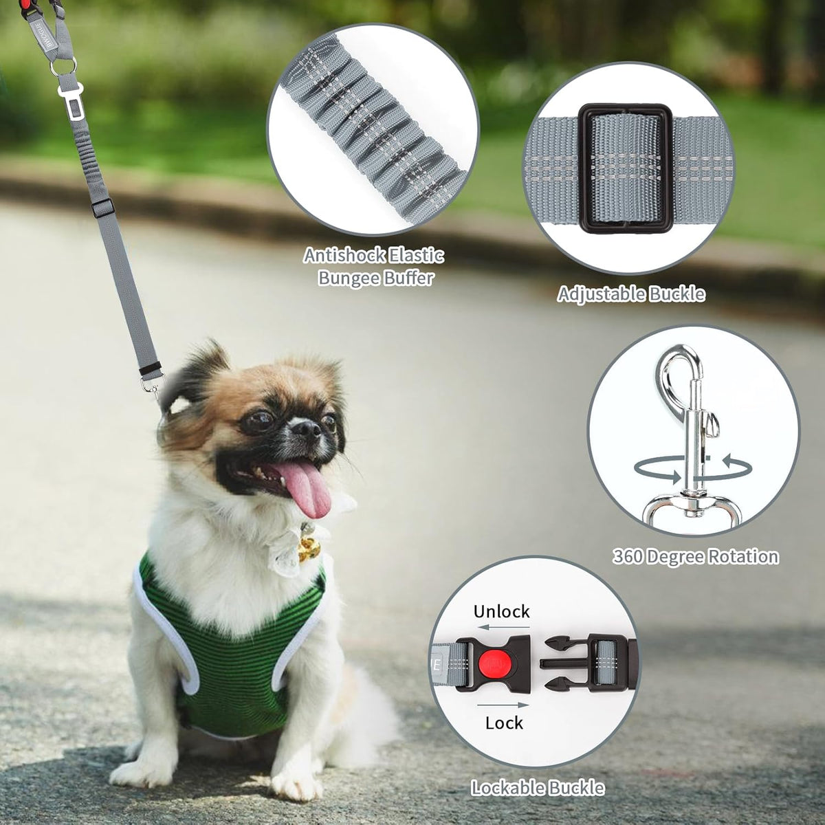 BWOGUE Pet Dog Cat Seat Belt Reflective Car Dog Headrest Restraint Leash Elastic Buffer Bungee