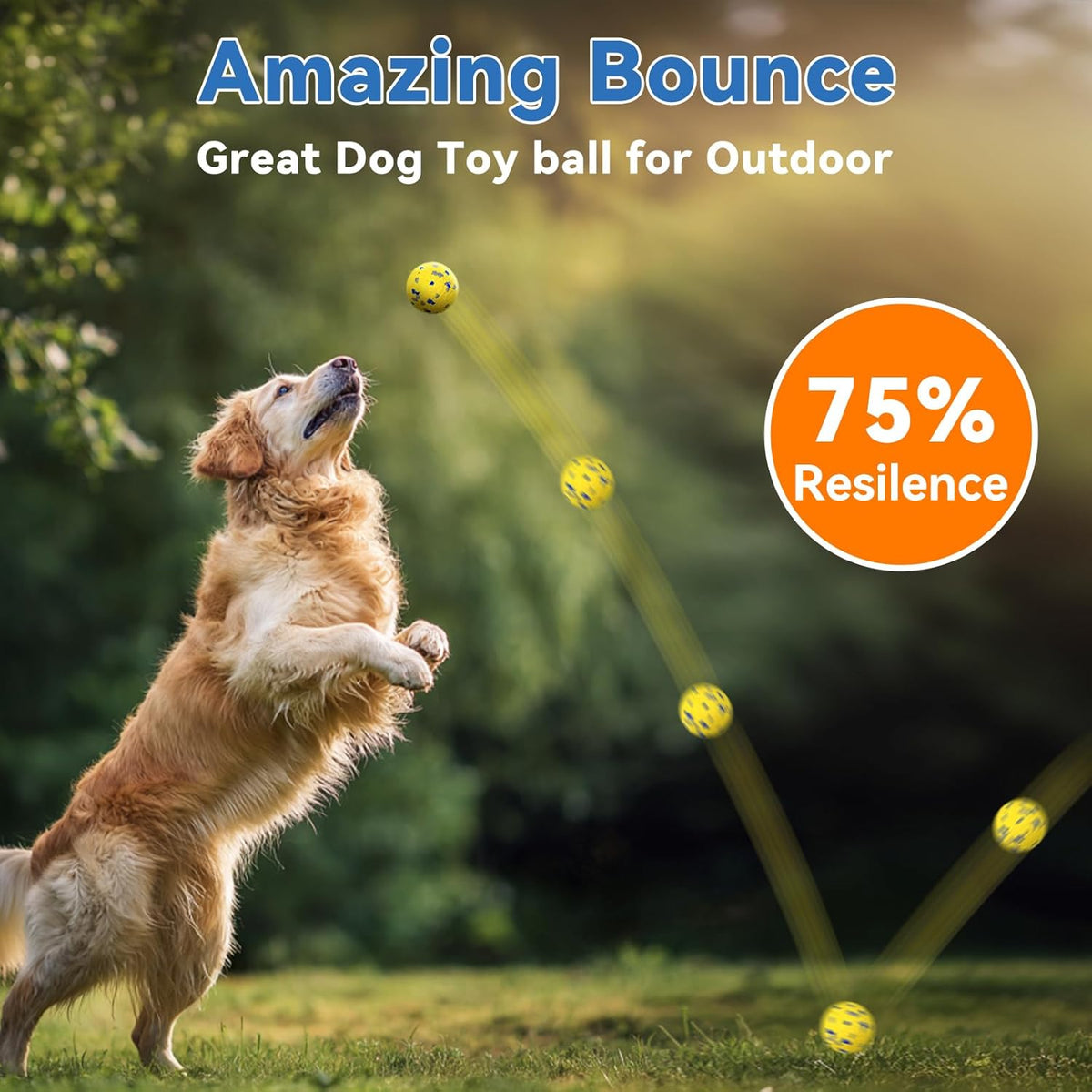 Indestructible Dog Ball Toy, Durable Dog Tennis Balls for Aggressive Chewers, High Bounce &