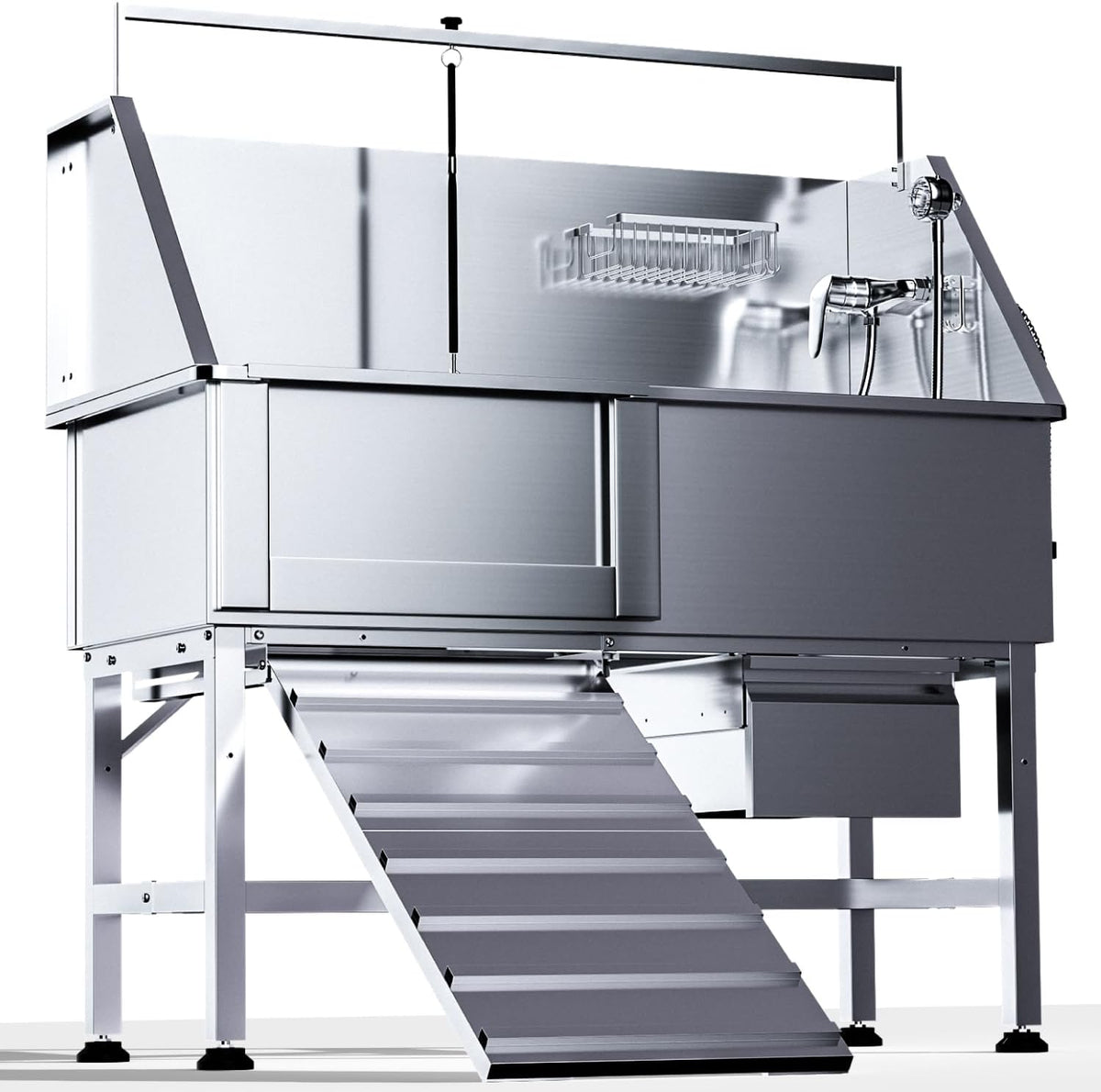 Professional 46" Dog Washing Station, Stainless Steel Dog Bathing Station, Height Adjustable Dog