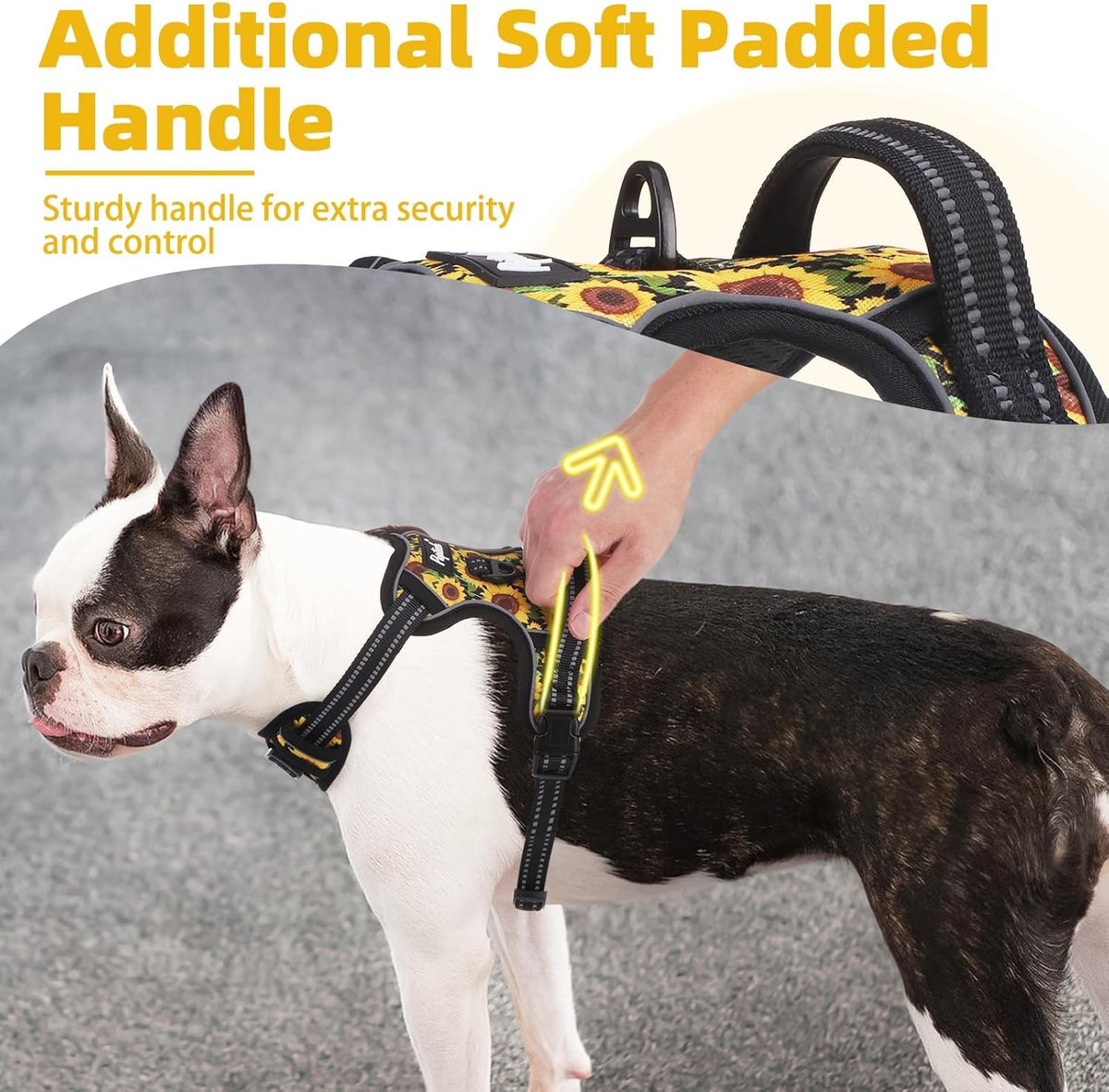 PUPTECK No Pull Dog Harness for Large, Adjustable Reflective Dog Harness with Handle Easy Control
