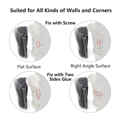 Cat Self Groomer, Extended (6.1"), 2 Pack, Pink, Wall Corner Self Grooming Brush for Indoor Cats