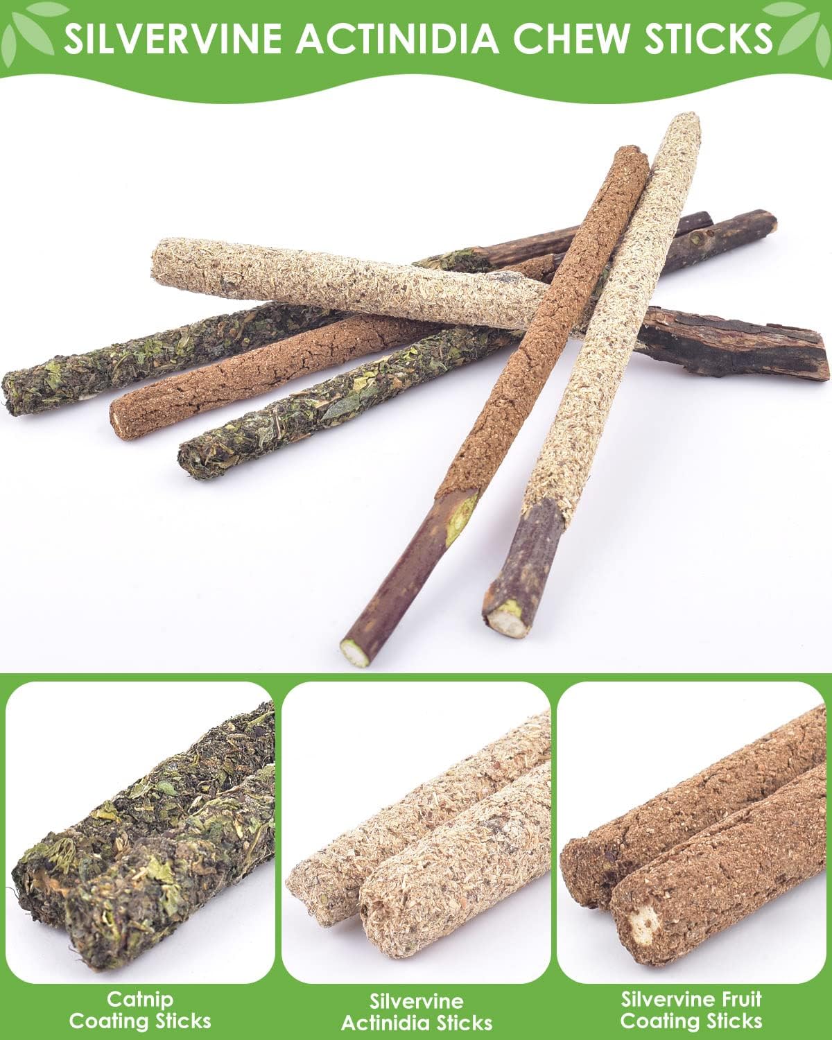 TINDTOP Silvervine Chew Sticks for Cats, 12 Pack Natural Catnip Chew Toys for Kittens Teeth