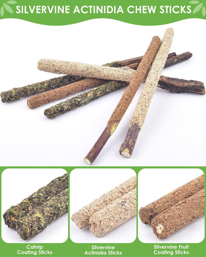 TINDTOP Silvervine Chew Sticks for Cats, 12 Pack Natural Catnip Chew Toys for Kittens Teeth