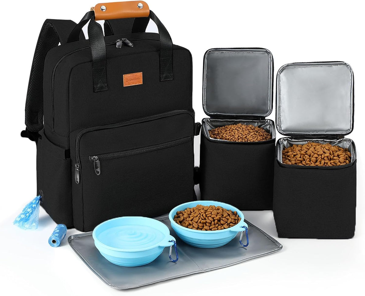 Dog Travel Bag, 25L Airline Approved Dog Travel Backpack for Pet Travel Accessories with 2 Food