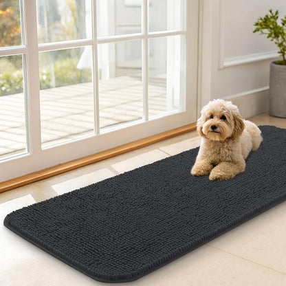 OLANLY Dog Door Mat for Muddy Paws 47x17, Absorbs Moisture and Dirt, Absorbent Non-Slip Washable